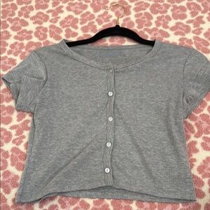 Katie J NYC Gray Cropped Blouse